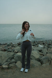 the Rise & Glow crop hoodie